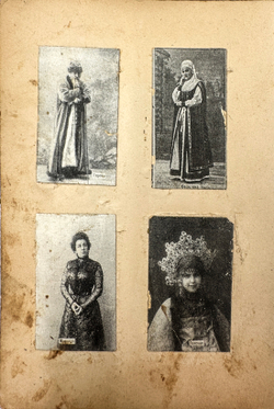 Театральный мир. Фотоальбом содержит миниатюрные фотографии актёров Императорского театра.