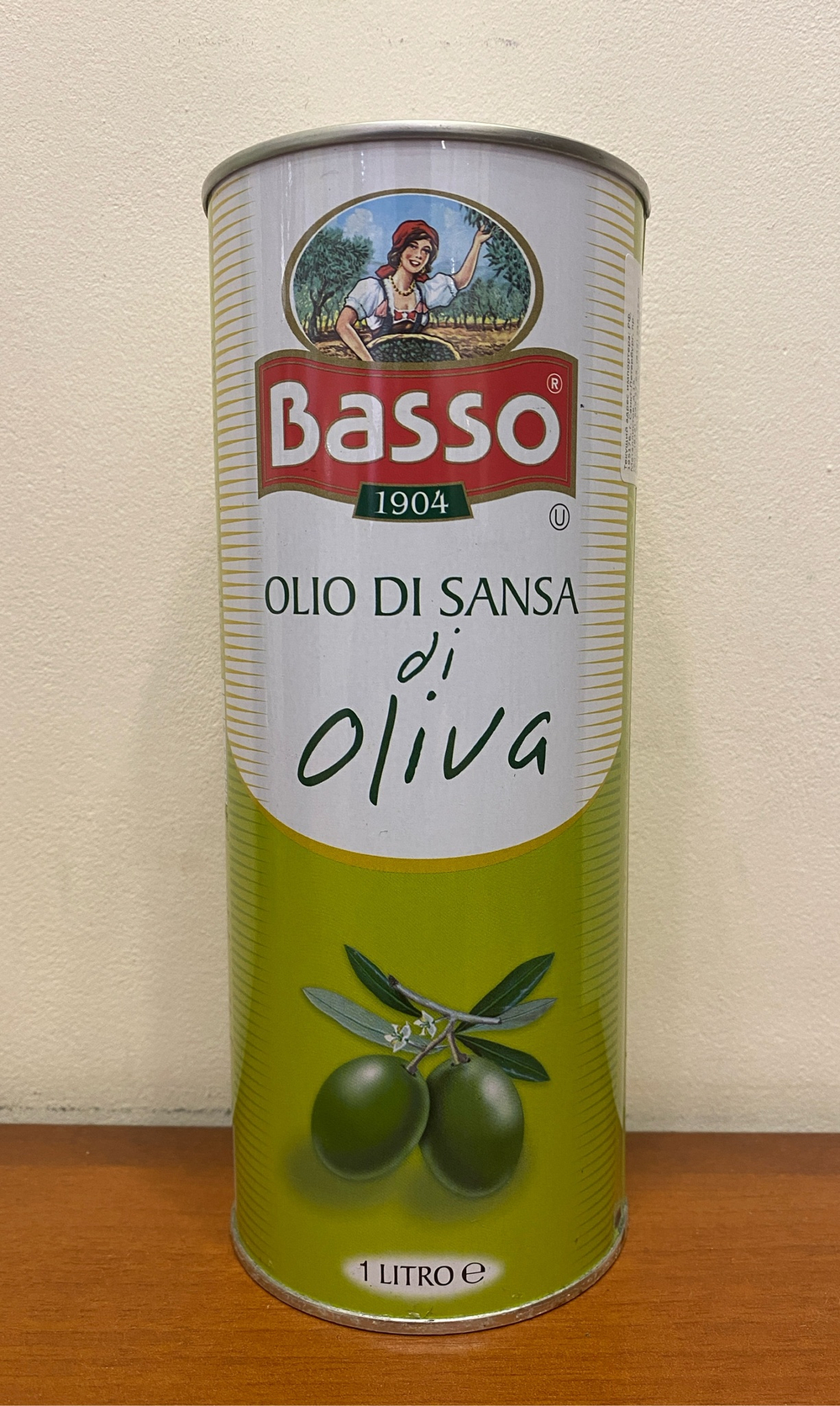 Оливковое масло BASSO Для жарки Рафинированное (Pomace) в ж/б 1 л, Италия