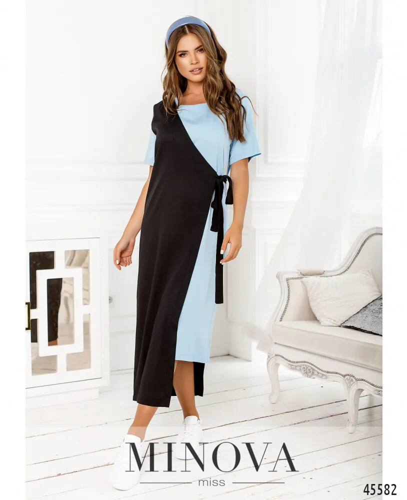 Платье 2288-голубой-черный Minova