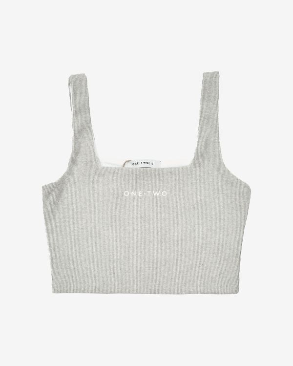 Топ Crop Melange серый - фото 1