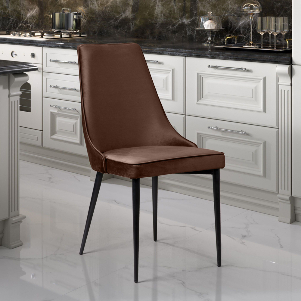 Стул Oliver, бархат коричневый 12/ чёрный конус