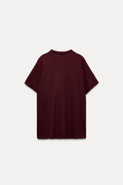 ZARA ТОП ИЗ МЯГКОЙ ТКАНИ С ПУГОВИЦАМИ, ЦВЕТ БУРГУНДСКОГО ВИНА