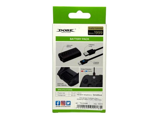 Xbox Series X/S Battery Pack + зарядный кабель Type-C, Black Dobe