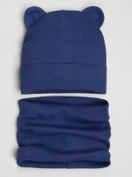 Шапка для мальчика осенняя с ушками и снуд