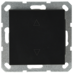 Выключатель одноклавишный для штор 10A 250V~ с накладкой, цвет черный матовый (soft touch)