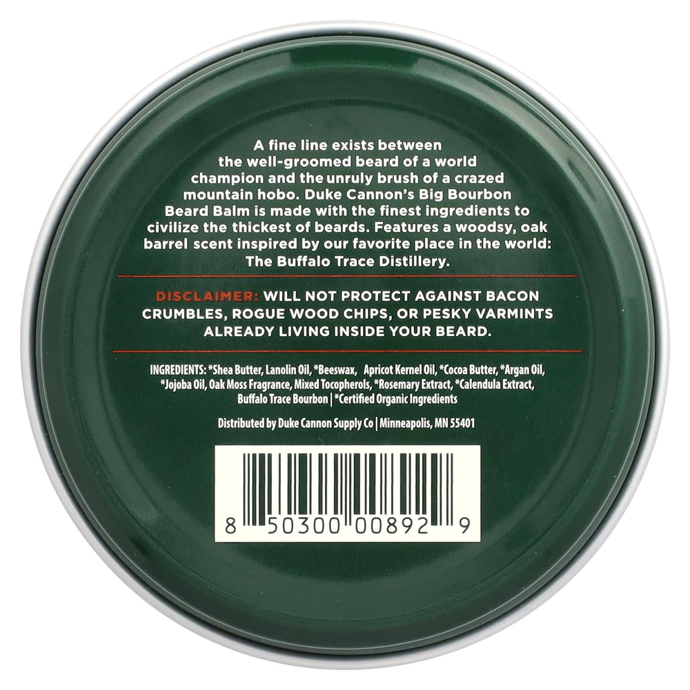 Duke Cannon Supply Co., Бурбонский бальзам для бороды, дубовая бочка, 48 г (1,6 унции)