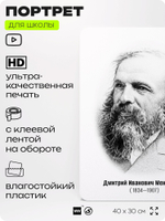 Портрет для школы в кабинет химии "Менделеев Дмитрий Иванович", стенд школьный для класса, деятели науки для оформления классного уголка, 40х30 см, Silver Plane x Айдентика Технолоджи