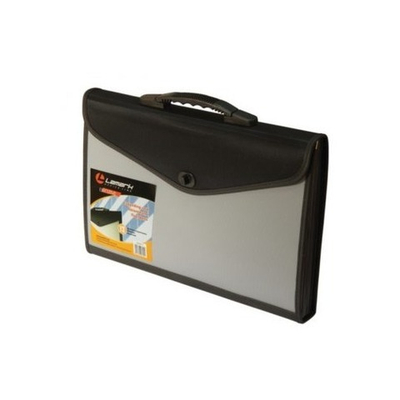 Портфель пластиковый 13отд. Lamark (морозоустойчивый) черный/серый DC 0017-GR