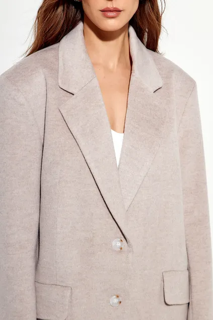 Пальто-пиджак с шерстью жемчужного цвета