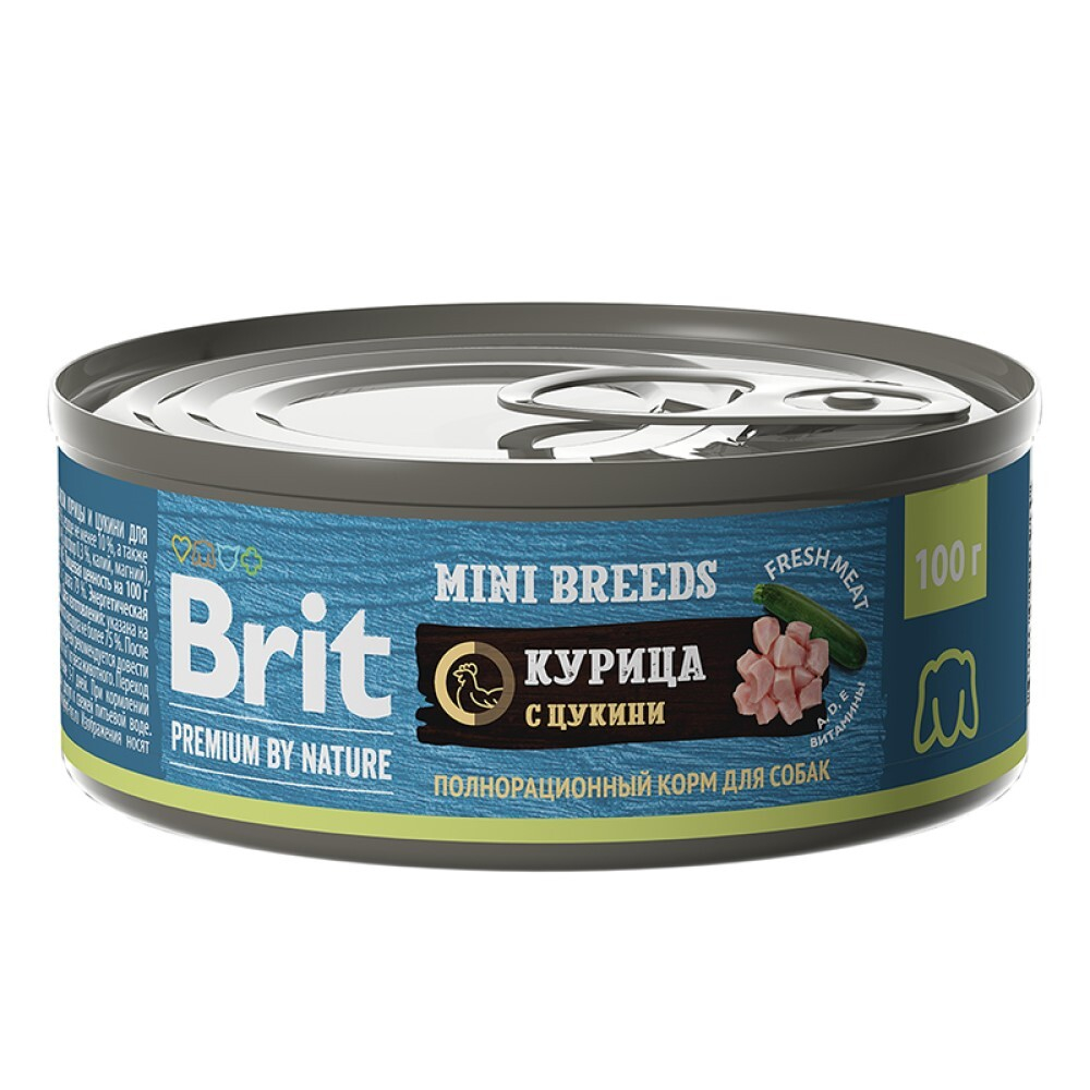 Brit Premium By Nature консервы для собак мелких пород с курицей и цукини 100 г (банка)