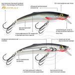 Воблер Минноу MACHNO 90mm, цвет 018 (карась), 2 штуки