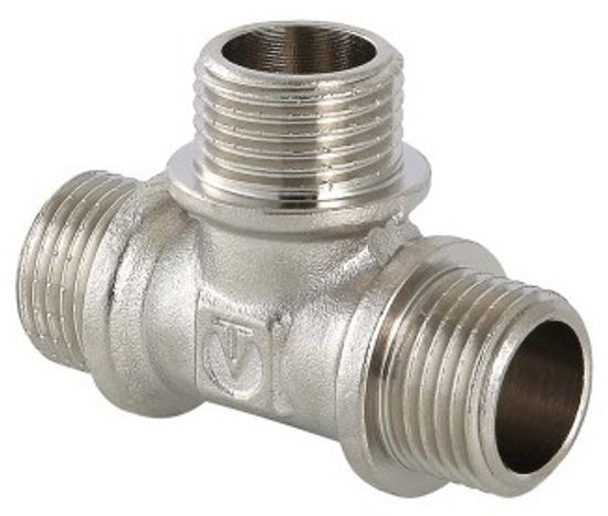 Тройник Valtec 3/4" НР с наружной резьбой латунный никелированный VTr.131.N.0005
