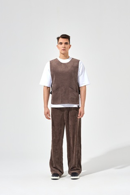 Жилет - манишка, мужская, вельвет, цвет "тауп"