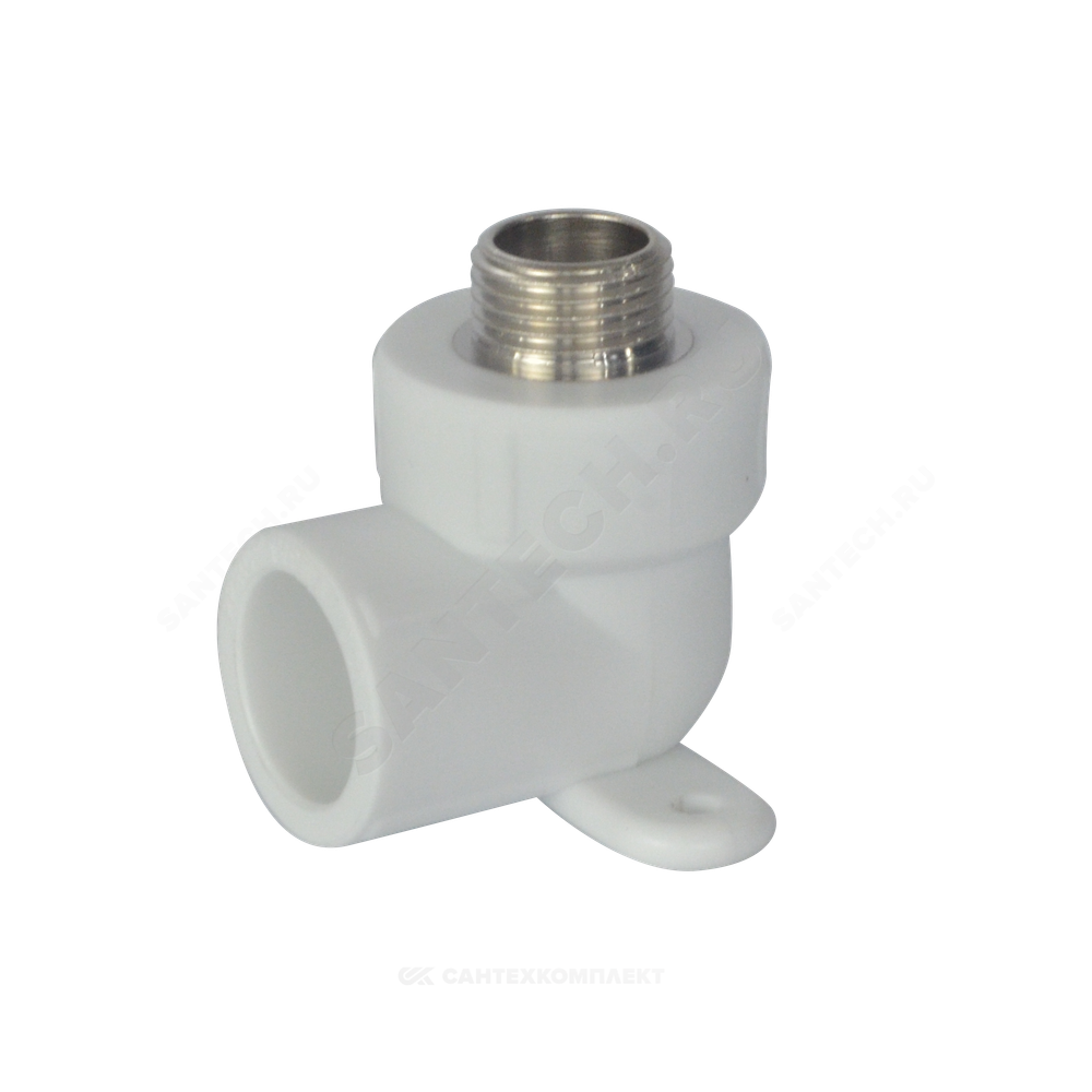 Угольник PP-R комбинированный белый Дн 25х3/4" НР с креплением PRO VALFEX 10121125-PRO