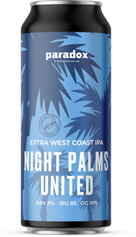 Пиво Парадокс Найт Палмс Юнайтед Сингл Хоп ЭйчБиСи 586 / Paradox Night Palms United HBC 586 0.5 - банка