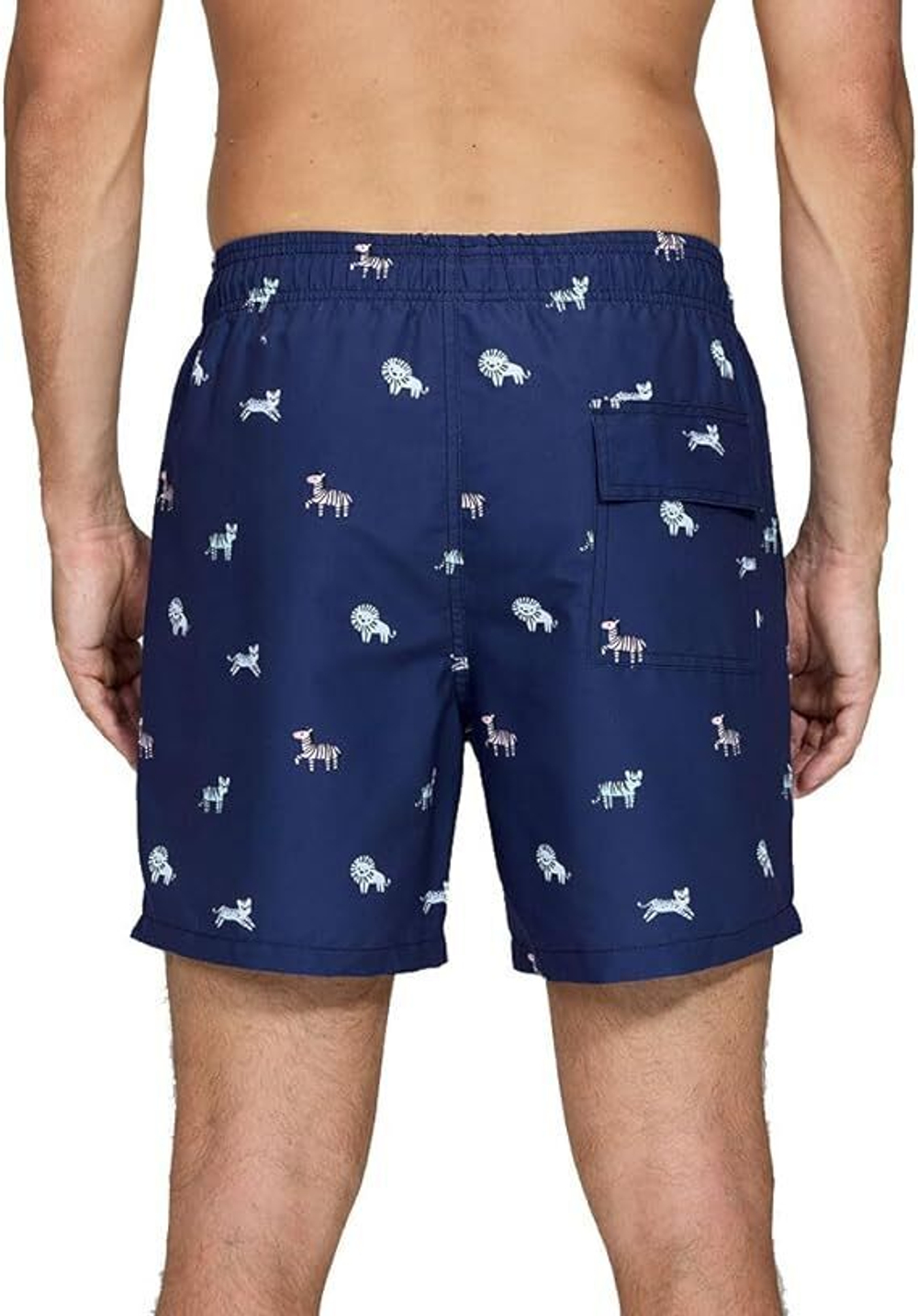 Темно-синие пляжные шорты с принтом в виде зверушек (Размер: XL) (Цвет: темно-синий)
