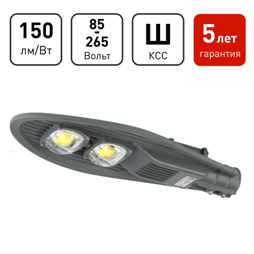 Уличный светильник ЭРА SPP-5-100-5K-W 100Вт 5000К 15000лм IP65 КСС Ш 85-265В IC-COB 48-60мм 5 лет