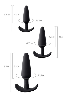 Набор анальных втулок TOYFA POPO Pleasure Eridani, силикон, черный, 3 шт.