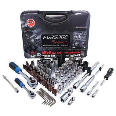 Набор инструментов 108+6пр.1/4''1/2''(6гр.)+(гол.-бита1/4'':T40 Forsage F-41082-5 PREMIUM