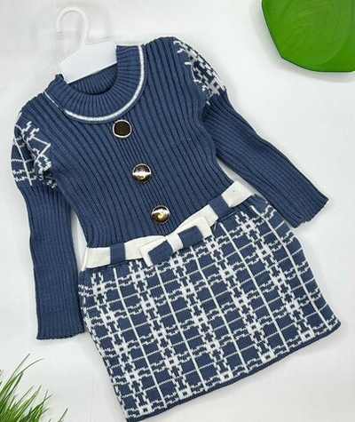 Платье на девочку теплое вязаное на рост 86-92 см на возраст 1-2 года