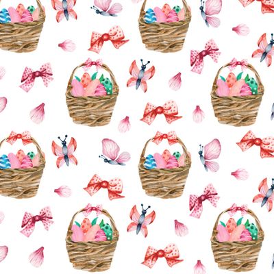 Пасхальные весенние корзины с яйцами