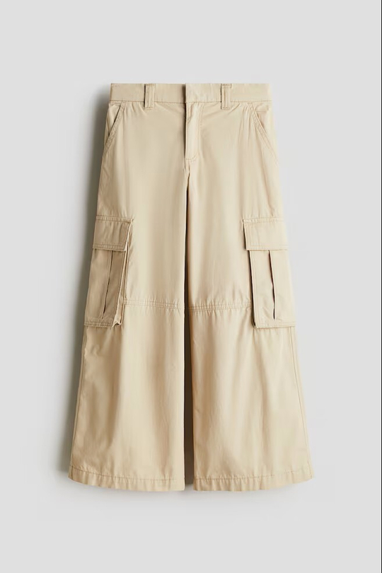 H&M Широкие брюки-карго, светло-бежевый