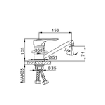 Смеситель для кухни 40к F4504-2 FRAP (плоский пов.излив, п/гайку, хром, латунь)