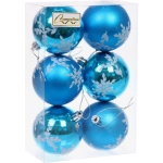 Новогодние шары «Снежный шарм» 6 см (набор 6 шт), Голубой