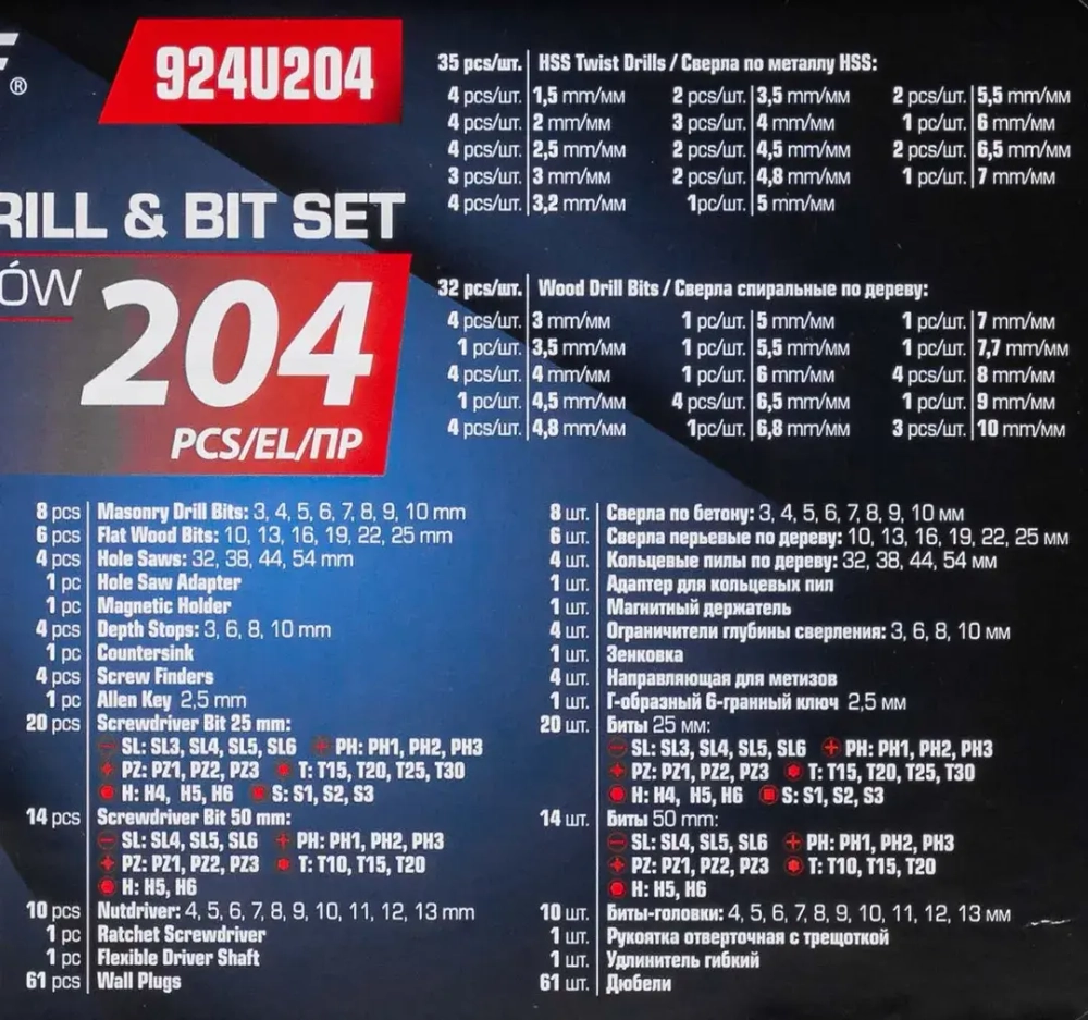 Набор инструмента 204пр. Forsage F-924U204