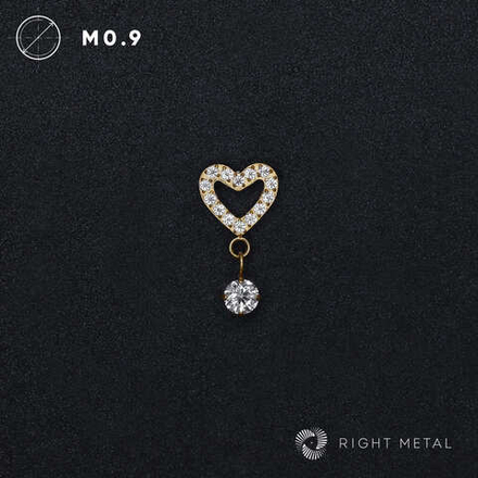 Pendant Heart Round Crystal PVD Yellow