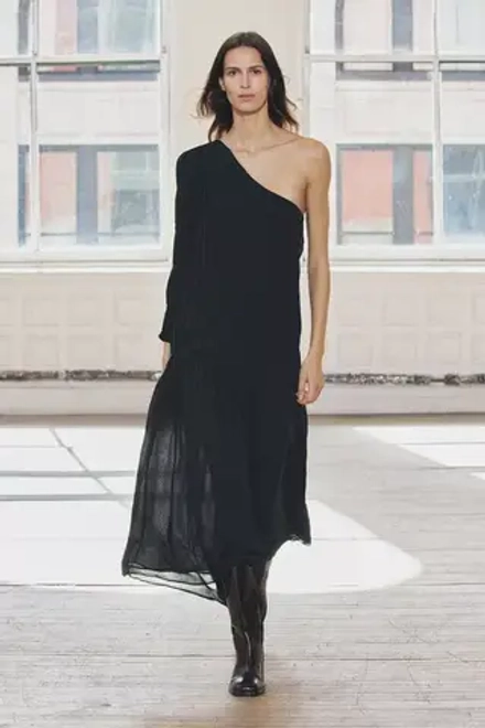 ZARA ПЛАТЬЕ АСИММЕТРИЧНОГО КРОЯ — ZW COLLECTION, ЧЕРНЫЙ
