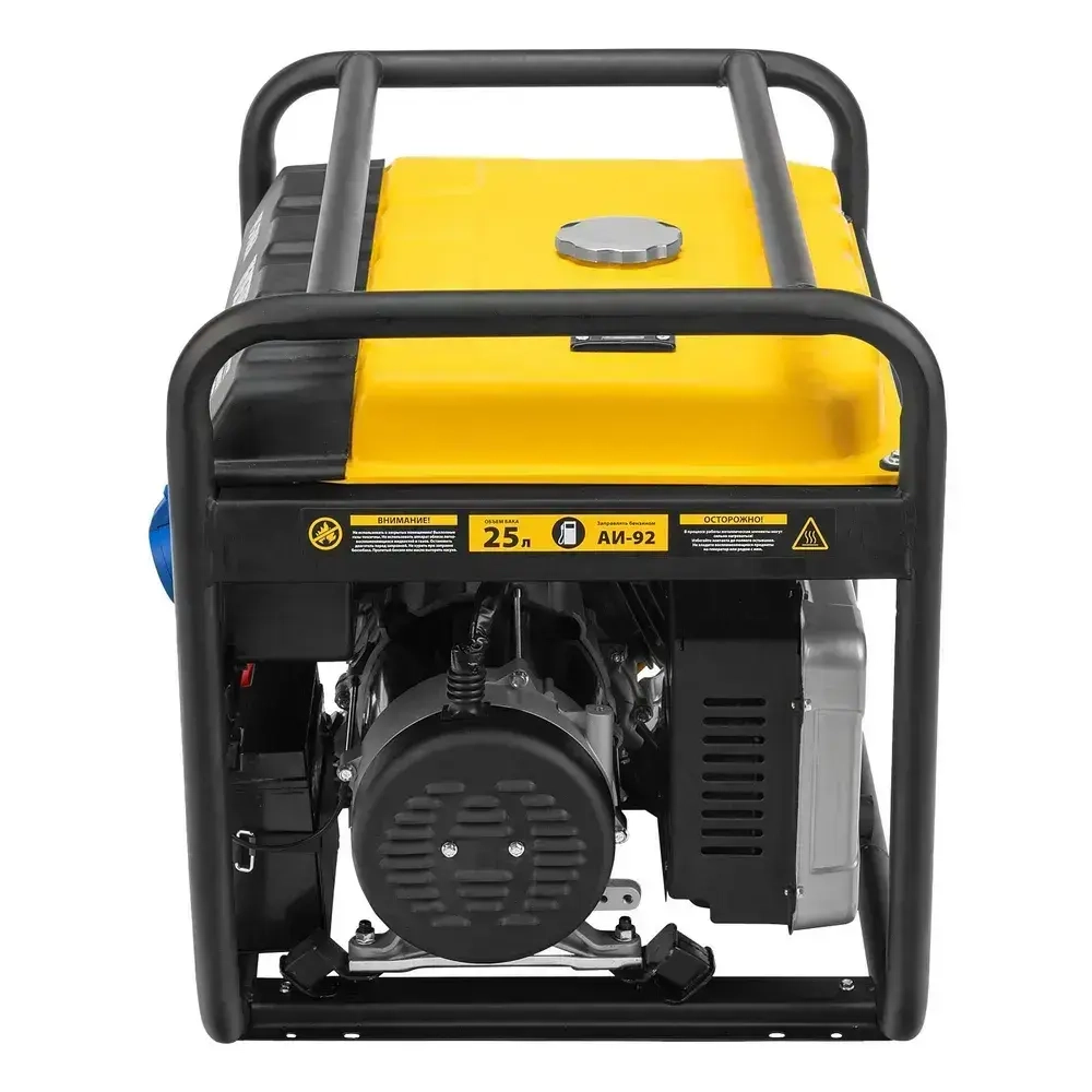Генератор бензиновый DENZEL PS 70 EA, 7.0 кВт мощность и 420 см3 объем двигателя, 25 л, электростартер, блок AVR и коннектор автоматики, 3 розетки и выход постоянного тока USB 5В 946894