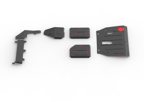 Защита картера, КПП, топливного бака, редуктора, топливных и тормозных магистралей АвтоБроня для Haval Dargo АКПП 4WD 2022-н.в., сталь 1.8 мм, с крепежом, штампованная, 6 частей, K111.09424.1