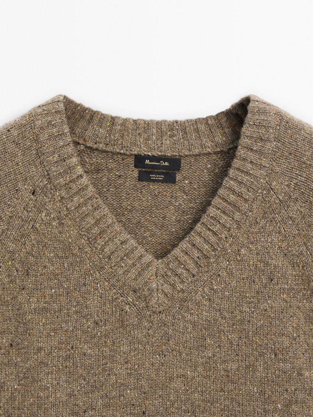 Massimo Dutti Жилет из 100% шерсти с V-образным вырезом, норка