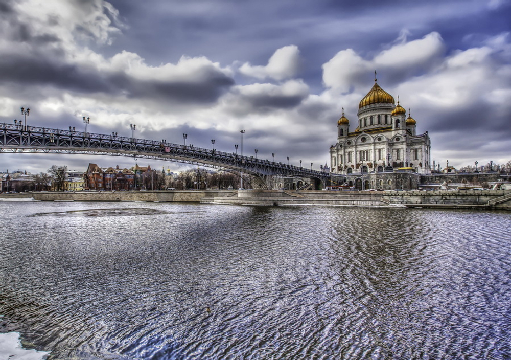 Фото на стекле "Храм Христа Спасителя зимой" Декор для дома, подарок