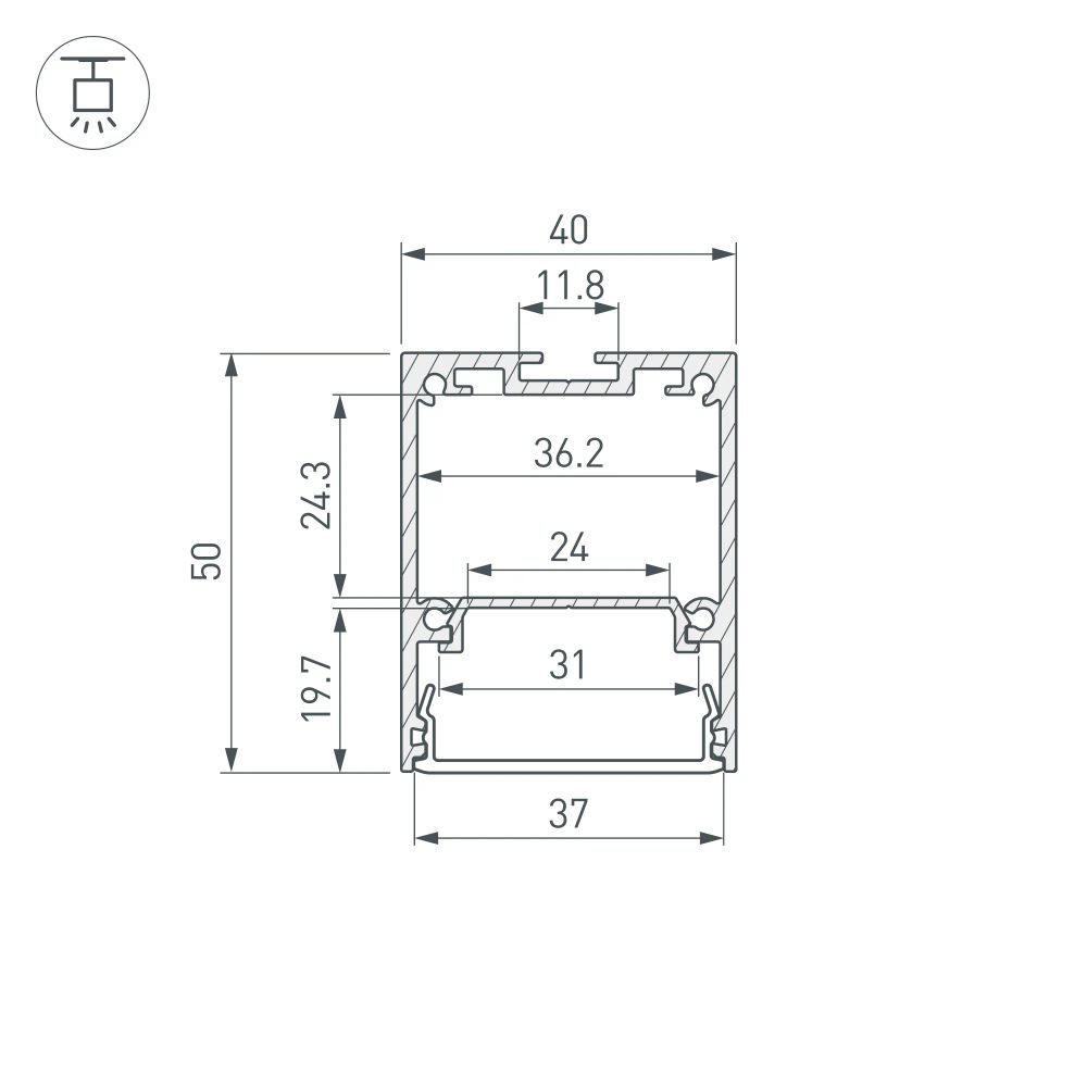 Профиль IP-LINE-4050-2000 BLACK (Arlight, Алюминий) 053898
