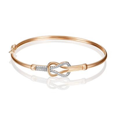 Браслет жесткий из красного золота с фианитами