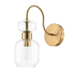 Настенный светильник 1x60Вт E14, металл/стекло, античная медь/прозрачный плафон с рельефной фактурой