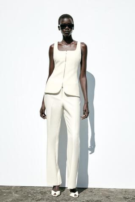 ZARA БРЮКИ FLARED, ЭКРЮ