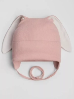 Шапка с ушками для девочки трикотажная на завязках