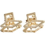 Заколка-краб для волос 2шт «AKS - DesignPRO», ромбы, цвет золото и хром, 2,5*2см