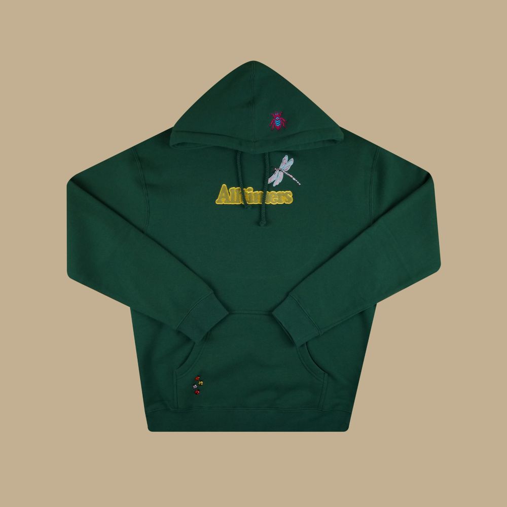 ALLTIMERS ХУДИ Embroidered Bugged Out Broadway Hoodie (DARK GREEN)