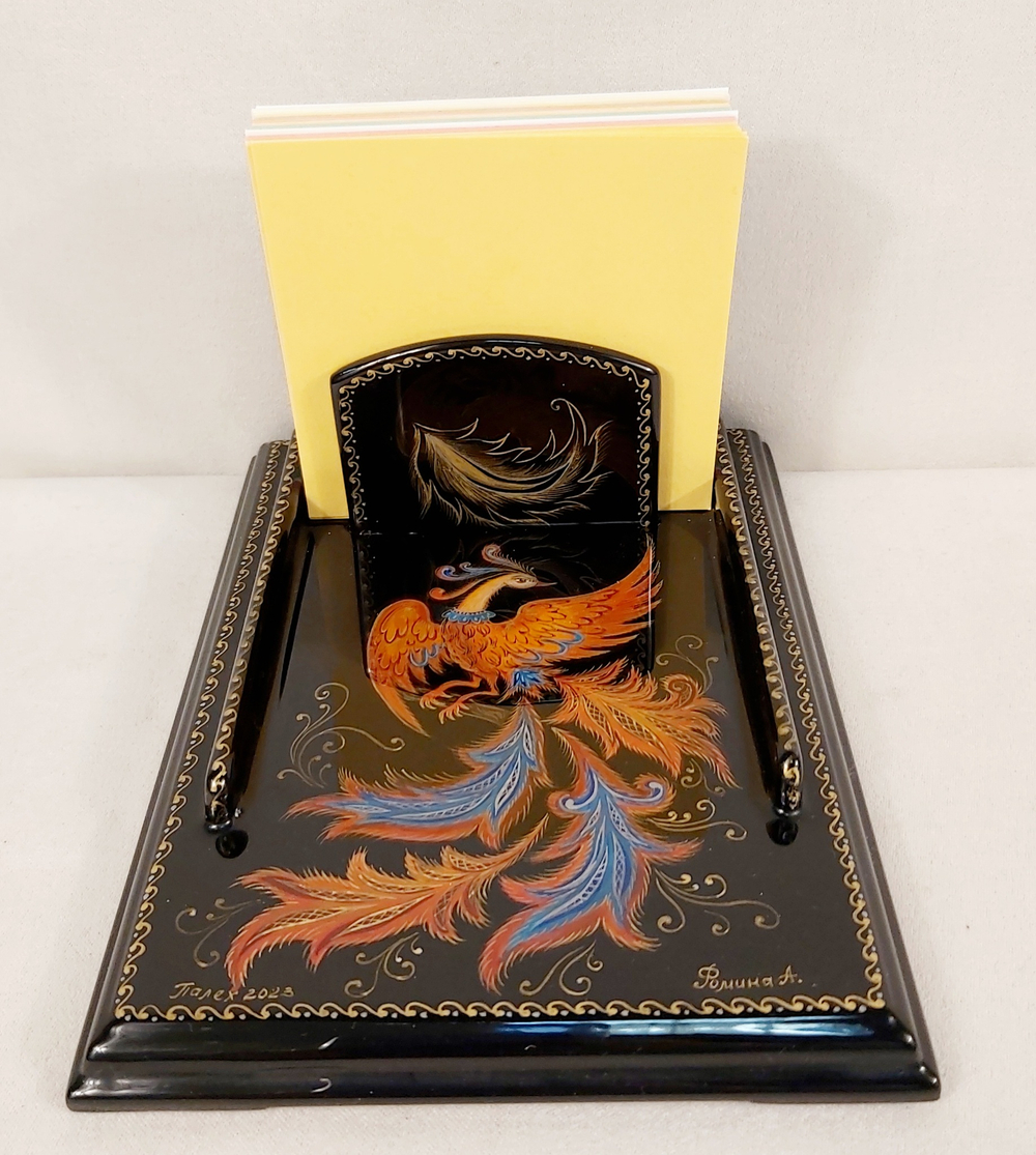Подставка для блока для записей  ручной росписью Палех "Жар-птица"
