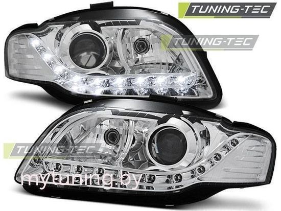 Передние фары Audi A4 B7 daylight chrome
