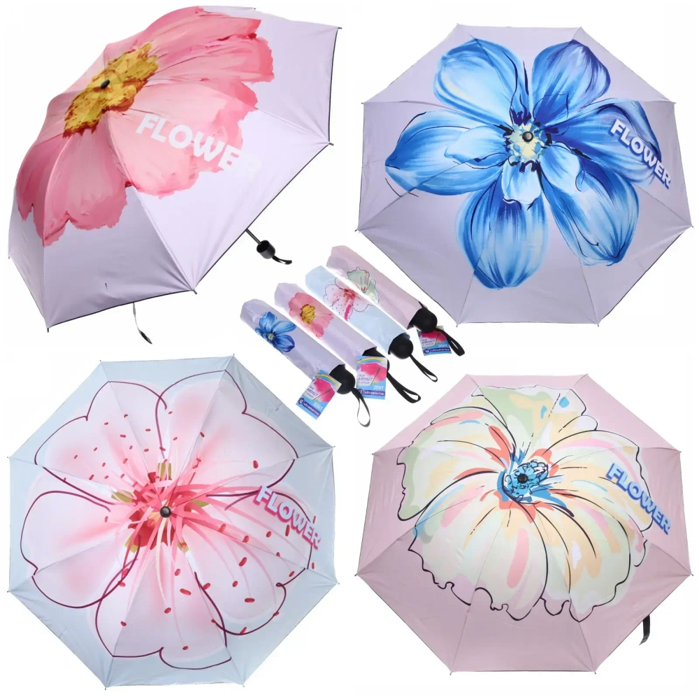 Зонт механический ветроустойчивый, матовая ручка «BESTzontik - lira», микс 4 дизайна, длина 25см, d-110см