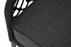 "Канны" диван 2-местный плетеный из роупа (узелки), каркас алюминий темно-серый (RAL7024) муар, роуп темно-серый круглый, ткань темно-серая 027