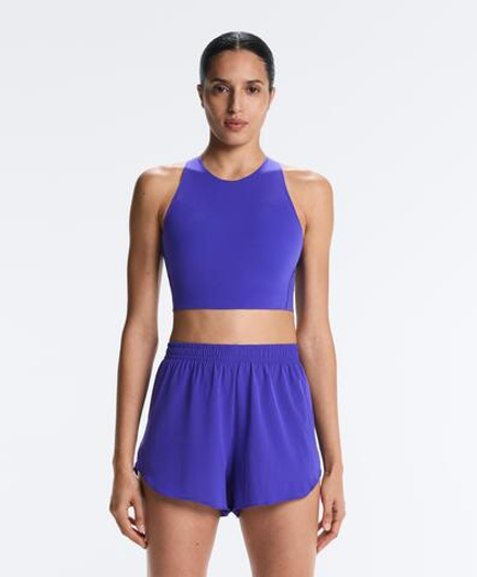 Oysho Топ Light Touch с перекрестной спинкой, синий