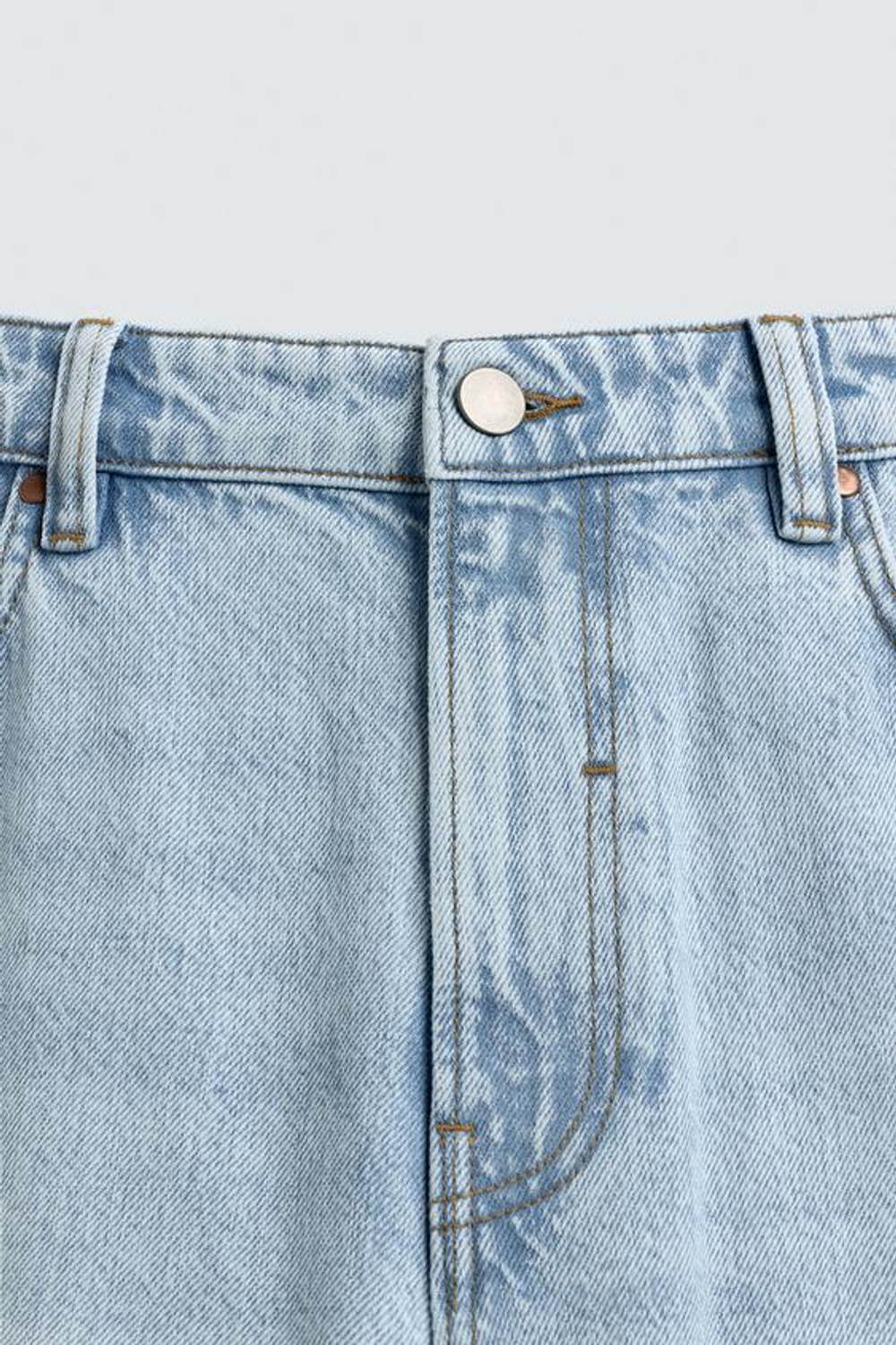 ZARA ДЖИНСЫ STRAIGHT FIT ИЗ ХЛОПКА И ЛИОЦЕЛЛА, ГОЛУБОЙ