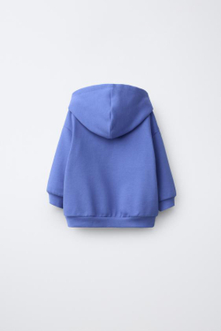 ZARA ОДНОТОННАЯ ТОЛСТОВКА НА МОЛНИИ, СИНИЙ