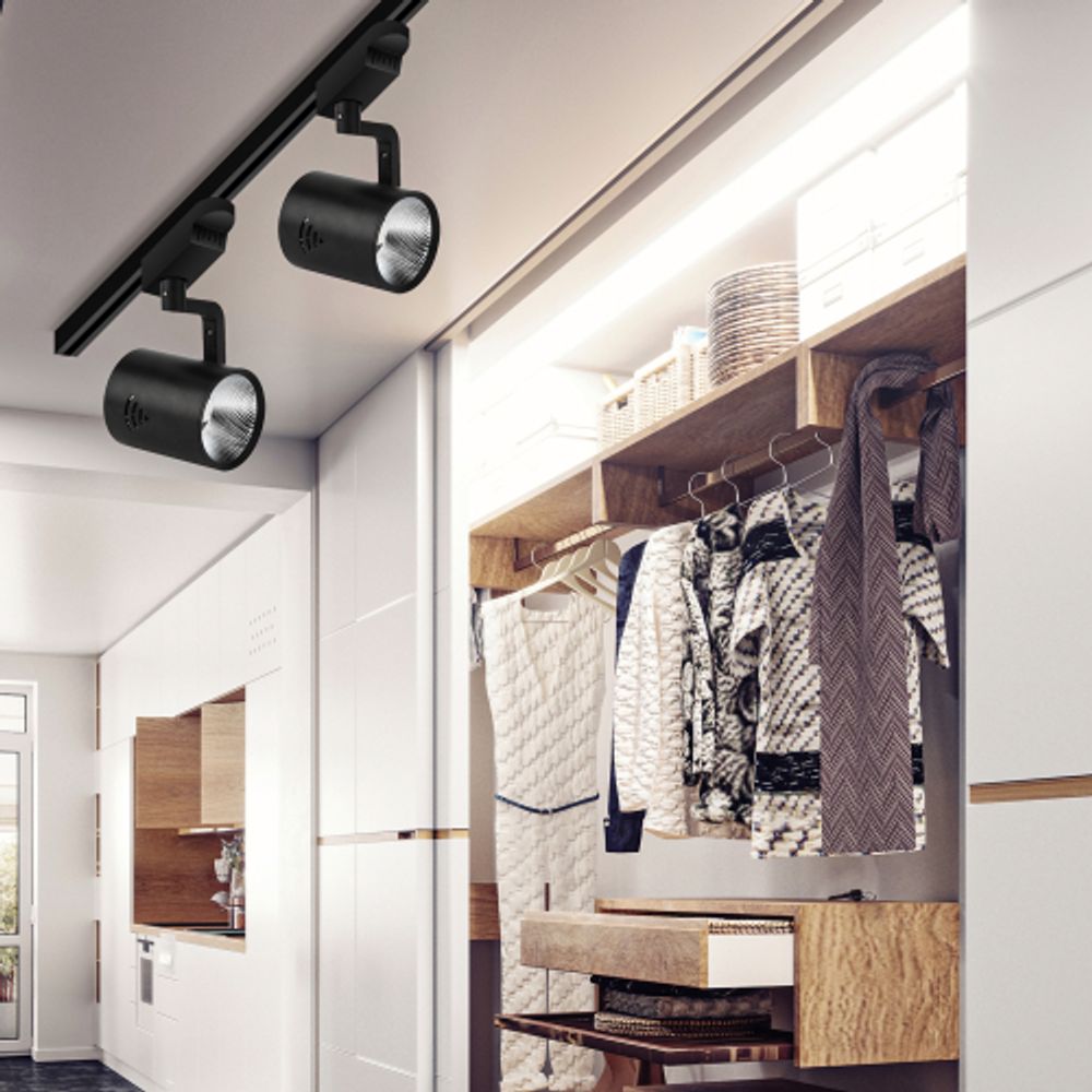 Трековый светильник однофазный ЭРА TR1-3040 BK светодиодный 30Вт 4000Л черный | Однофазные светильники LED